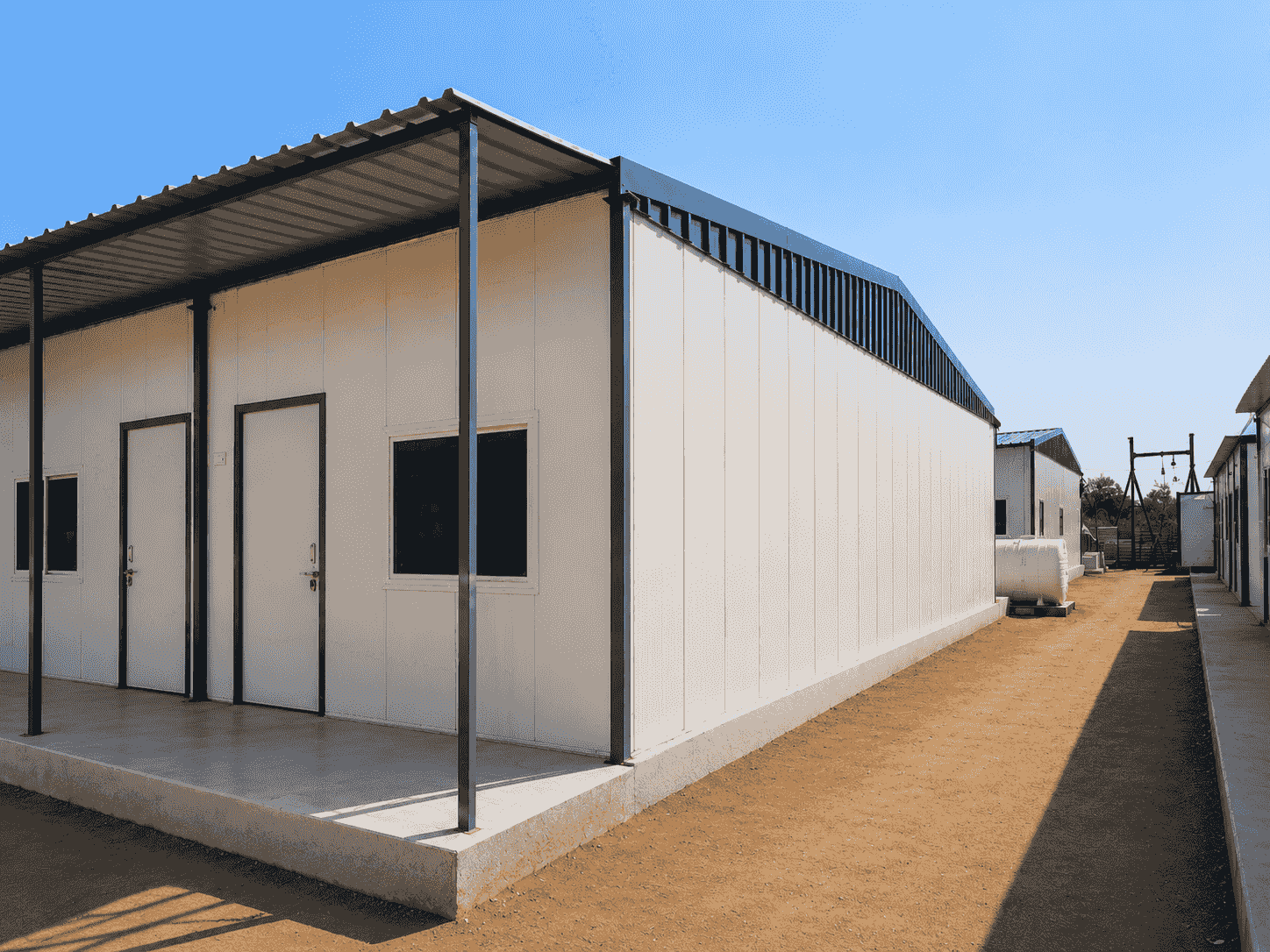 Prefab labour accommodation block with sanitation facilities